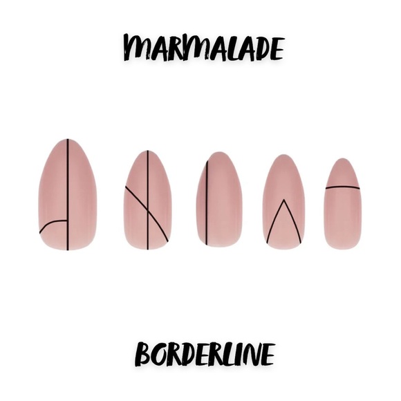 Marmalade Borderline Stiletto Glossy Pink Press On Nail Kit New Clearance - Picture 2 of 3